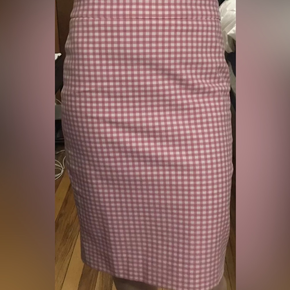 J Crew No. 2 Pencil Skirt in Pink Gingham Lined SZ 00